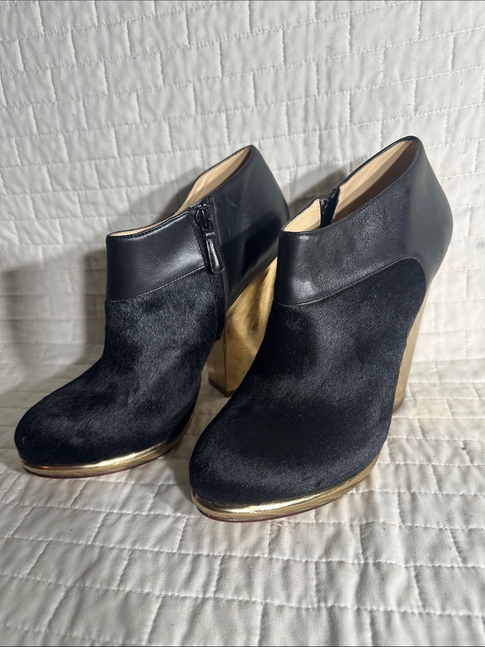 Cole Haan Sophie leather and genuine calf hair booties